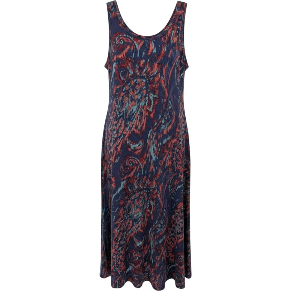 Soft Surroundings Maxi Dress Women Medium Blue Ikat Paisley Sleeveless Pocket